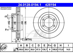 ATE 24.0128-0194.1 stabdžių diskas 
 Stabdžių sistema -> Diskinis stabdys -> Stabdžių diskas
43512-60150, 43512-60151, 43512-60150