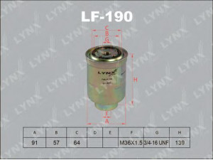 LYNXauto LF-190 kuro filtras 
 Techninės priežiūros dalys -> Papildomas remontas
18610-05420, 23303-64010-000, 23303-83706