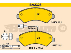 BARUM BA2328 stabdžių trinkelių rinkinys, diskinis stabdys 
 Techninės priežiūros dalys -> Papildomas remontas
4253 74, 4253 76, 4254 63, 4254 64