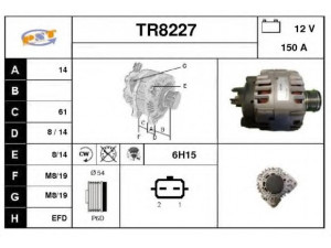 SNRA TR8227 kintamosios srovės generatorius 
 Elektros įranga -> Kint. sr. generatorius/dalys -> Kintamosios srovės generatorius
231000026R