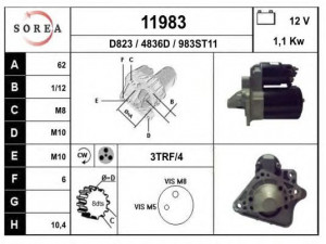 EAI 11983 starteris 
 Elektros įranga -> Starterio sistema -> Starteris
M0T45371, M0T45371ZT, 8200298371