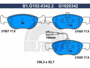 GALFER B1.G102-0342.2 stabdžių trinkelių rinkinys, diskinis stabdys 
 Techninės priežiūros dalys -> Papildomas remontas
71753041, 71753042, 77362090, 77362186