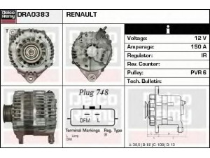 DELCO REMY DRA0383 kintamosios srovės generatorius 
 Elektros įranga -> Kint. sr. generatorius/dalys -> Kintamosios srovės generatorius
8200228289, 8200299173, LR1150-706