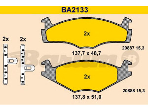 BARUM BA2133 stabdžių trinkelių rinkinys, diskinis stabdys 
 Techninės priežiūros dalys -> Papildomas remontas
191 698 151 G, 191 698 151 B, 191 698 151 G