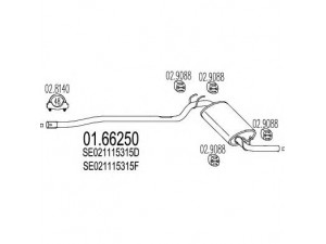 MTS 01.66250 galinis duslintuvas 
 Išmetimo sistema -> Duslintuvas
SE021115315D, SE021115315E, SE021115315F
