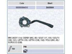 MAGNETI MARELLI 000050084010 vairo kolonėlės jungiklis 
 Vidaus įranga -> Rankinės/kojinės svirties sistema
321 953 519D, 321953519D