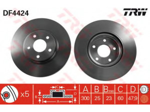 TRW DF4424 stabdžių diskas 
 Stabdžių sistema -> Diskinis stabdys -> Stabdžių diskas
1223664, 1223666, 1253965, 1323560