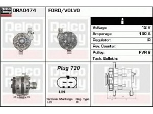 DELCO REMY DRA0474 kintamosios srovės generatorius 
 Elektros įranga -> Kint. sr. generatorius/dalys -> Kintamosios srovės generatorius
9G9N10300AA, 31260072, 36002584