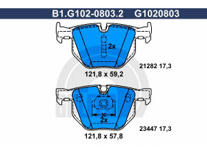 GALFER B1.G102-0803.2 stabdžių trinkelių rinkinys, diskinis stabdys 
 Techninės priežiūros dalys -> Papildomas remontas
34 21 6 776 937