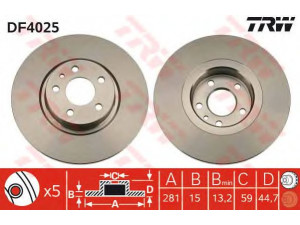 TRW DF4025 stabdžių diskas 
 Dviratė transporto priemonės -> Stabdžių sistema -> Stabdžių diskai / priedai
0060653487, 0060658567, 60617106