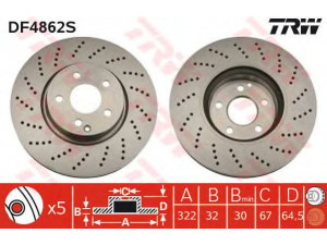 TRW DF4862S stabdžių diskas 
 Dviratė transporto priemonės -> Stabdžių sistema -> Stabdžių diskai / priedai
0004211112, 0004213012, 2044211012