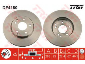 TRW DF4180 stabdžių diskas 
 Dviratė transporto priemonės -> Stabdžių sistema -> Stabdžių diskai / priedai
2034210312, 2104210712, 2104212412