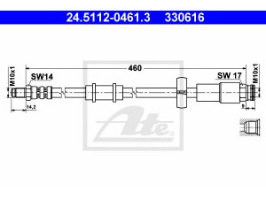 ATE 24.5112-0461.3 stabdžių žarnelė 
 Stabdžių sistema -> Stabdžių žarnelės
4806 96, 1325030080, 4806 96