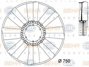 HELLA 8MV 376 733-081 ventiliatoriaus ratas, variklio aušinimas 
 Aušinimo sistema -> Radiatoriaus ventiliatorius
003 205 01 06, A 003 205 01 06
