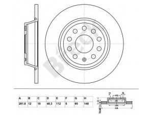 BRECK BR 036 SA100 stabdžių diskas 
 Dviratė transporto priemonės -> Stabdžių sistema -> Stabdžių diskai / priedai
1K0615601AD, 1K0615601M, 1K0615601AD