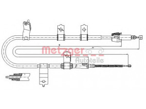 METZGER 17.2566 trosas, stovėjimo stabdys 
 Stabdžių sistema -> Valdymo svirtys/trosai
5991326150, 5991326550