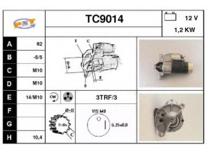 SNRA TC9014 starteris 
 Elektros įranga -> Starterio sistema -> Starteris
91507477, 91508524, 95607229