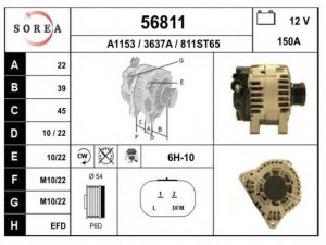 EAI 56811 kintamosios srovės generatorius 
 Elektros įranga -> Kint. sr. generatorius/dalys -> Kintamosios srovės generatorius
5705AS, 96460654, 9646321780, 96463218