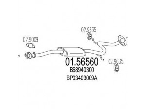 MTS 01.56560 vidurinis duslintuvas 
 Išmetimo sistema -> Duslintuvas
B68940300, B689403009A, BP01403009A