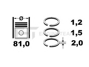 ET ENGINETEAM R1005200 stūmoklio žiedų komplektas 
 Variklis -> Cilindrai/stūmokliai
06B198151