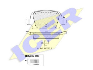 ICER 181385 stabdžių trinkelių rinkinys, diskinis stabdys 
 Techninės priežiūros dalys -> Papildomas remontas
16 05 965, 16 05 994, 93 176 117