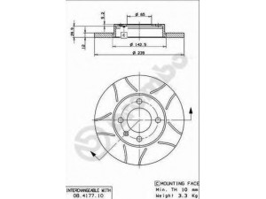 BREMBO 08.4177.75 stabdžių diskas 
 Dviratė transporto priemonės -> Stabdžių sistema -> Stabdžių diskai / priedai
171615301, 175615301, 321615301