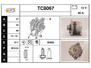 SNRA TC8067 kintamosios srovės generatorius 
 Elektros įranga -> Kint. sr. generatorius/dalys -> Kintamosios srovės generatorius
A2T34591, A3T03291B, A3T03292, A3T45191