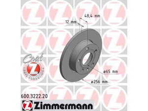 ZIMMERMANN 600.3222.20 stabdžių diskas 
 Stabdžių sistema -> Diskinis stabdys -> Stabdžių diskas
1K0 615 601 AC, 1K0 615 601 L