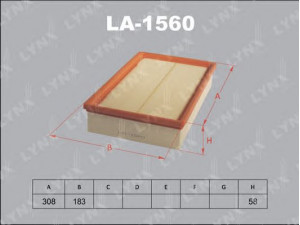 LYNXauto LA-1560 oro filtras 
 Techninės priežiūros dalys -> Techninės priežiūros intervalai
5022748, 5022749, 890X9601IA, 890X9601JA
