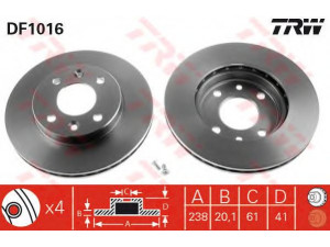 TRW DF1016 stabdžių diskas 
 Dviratė transporto priemonės -> Stabdžių sistema -> Stabdžių diskai / priedai
4020600Q0D, 4020600QAJ, 7700756572