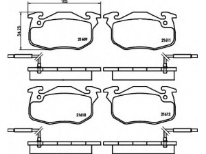 HELLA 8DB 355 019-131 stabdžių trinkelių rinkinys, diskinis stabdys 
 Techninės priežiūros dalys -> Papildomas remontas
425120, 425314, 95659340, 95659616