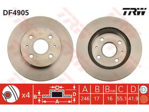TRW DF4905 stabdžių diskas 
 Stabdžių sistema -> Diskinis stabdys -> Stabdžių diskas
4351297402, 4351297402000, 43512B1110