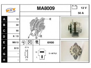 SNRA MA8009 kintamosios srovės generatorius 
 Elektros įranga -> Kint. sr. generatorius/dalys -> Kintamosios srovės generatorius
A2T16471, A2T23271, A2T23277, A2T41371