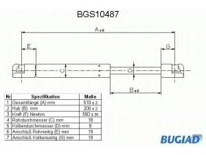 BUGIAD BGS10487 dujinė spyruoklė, bagažinė 
 Priedai -> Bagažinė/pakrovimo skyrius
1L0827550, 1L0827550A, 1LO827550A