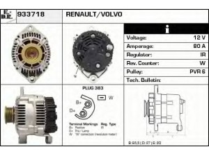 EDR 933718 kintamosios srovės generatorius 
 Elektros įranga -> Kint. sr. generatorius/dalys -> Kintamosios srovės generatorius
7700424575, 7701352354, 8251640