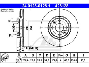 ATE 24.0128-0128.1 stabdžių diskas 
 Stabdžių sistema -> Diskinis stabdys -> Stabdžių diskas
4246 T8, 4246 W3