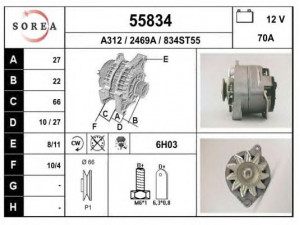 EAI 55834 kintamosios srovės generatorius 
 Elektros įranga -> Kint. sr. generatorius/dalys -> Kintamosios srovės generatorius
5705H3, 5705Z2