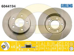 GIRLING 6044194 stabdžių diskas 
 Dviratė transporto priemonės -> Stabdžių sistema -> Stabdžių diskai / priedai
BP4Y26251A, BP4Y26251B, BP4Y26251C