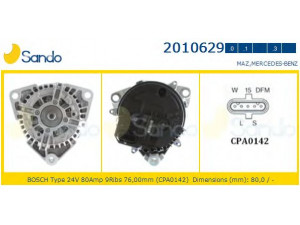 SANDO 2010629.0 kintamosios srovės generatorius 
 Elektros įranga -> Kint. sr. generatorius/dalys -> Kintamosios srovės generatorius
75261183, 0111548602, 0121541002