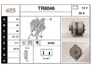 SNRA TR8046 kintamosios srovės generatorius 
 Elektros įranga -> Kint. sr. generatorius/dalys -> Kintamosios srovės generatorius