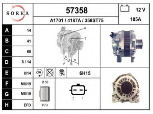 EAI 57358 kintamosios srovės generatorius
A3TX0481, 231001822R