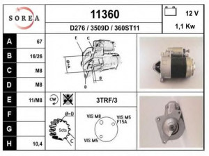 EAI 11360 starteris 
 Elektros įranga -> Starterio sistema -> Starteris
7700749770, 7701351120, 7701499232