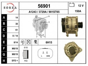 EAI 56901 kintamosios srovės generatorius 
 Elektros įranga -> Kint. sr. generatorius/dalys -> Kintamosios srovės generatorius
8200229907