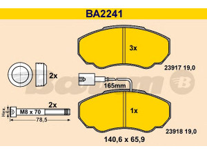BARUM BA2241 stabdžių trinkelių rinkinys, diskinis stabdys 
 Techninės priežiūros dalys -> Papildomas remontas
4252 43, 4254 58, 71752979, 77362219