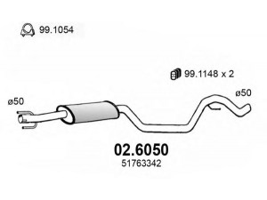 ASSO 02.6050 vidurinis duslintuvas 
 Išmetimo sistema -> Duslintuvas
51763342