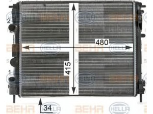 HELLA 8MK 376 700-574 radiatorius, variklio aušinimas 
 Aušinimo sistema -> Radiatorius/alyvos aušintuvas -> Radiatorius/dalys
82 00 033 831, 82 00 343 476