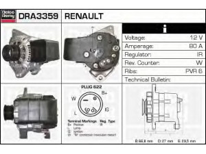 DELCO REMY DRA3359 kintamosios srovės generatorius 
 Elektros įranga -> Kint. sr. generatorius/dalys -> Kintamosios srovės generatorius
7700808151, 7700864606, 7701499543