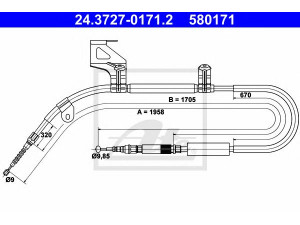 ATE 24.3727-0171.2 trosas, stovėjimo stabdys 
 Stabdžių sistema -> Valdymo svirtys/trosai
4B0 609 721 D, 4B0 609 721 J, 4B0 609 721 K