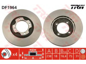TRW DF1964 stabdžių diskas 
 Dviratė transporto priemonės -> Stabdžių sistema -> Stabdžių diskai / priedai
B10733251, B10733251, BF6833251