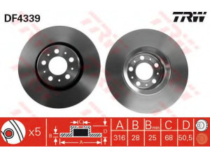 TRW DF4339 stabdžių diskas 
 Stabdžių sistema -> Diskinis stabdys -> Stabdžių diskas
30636074, 306360743, 30736406, 31423325